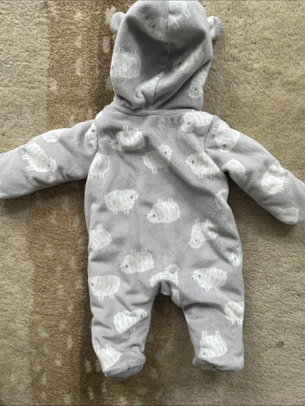 Carter’s Cozy Grey Hooded Fleece onesie
